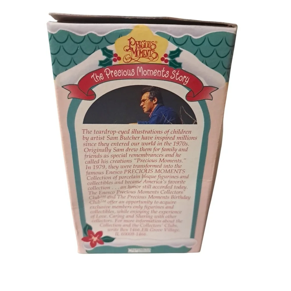 VTG 1995 Precious Moments Christmas Ornament Girl Green Stocking 182370 Boxed